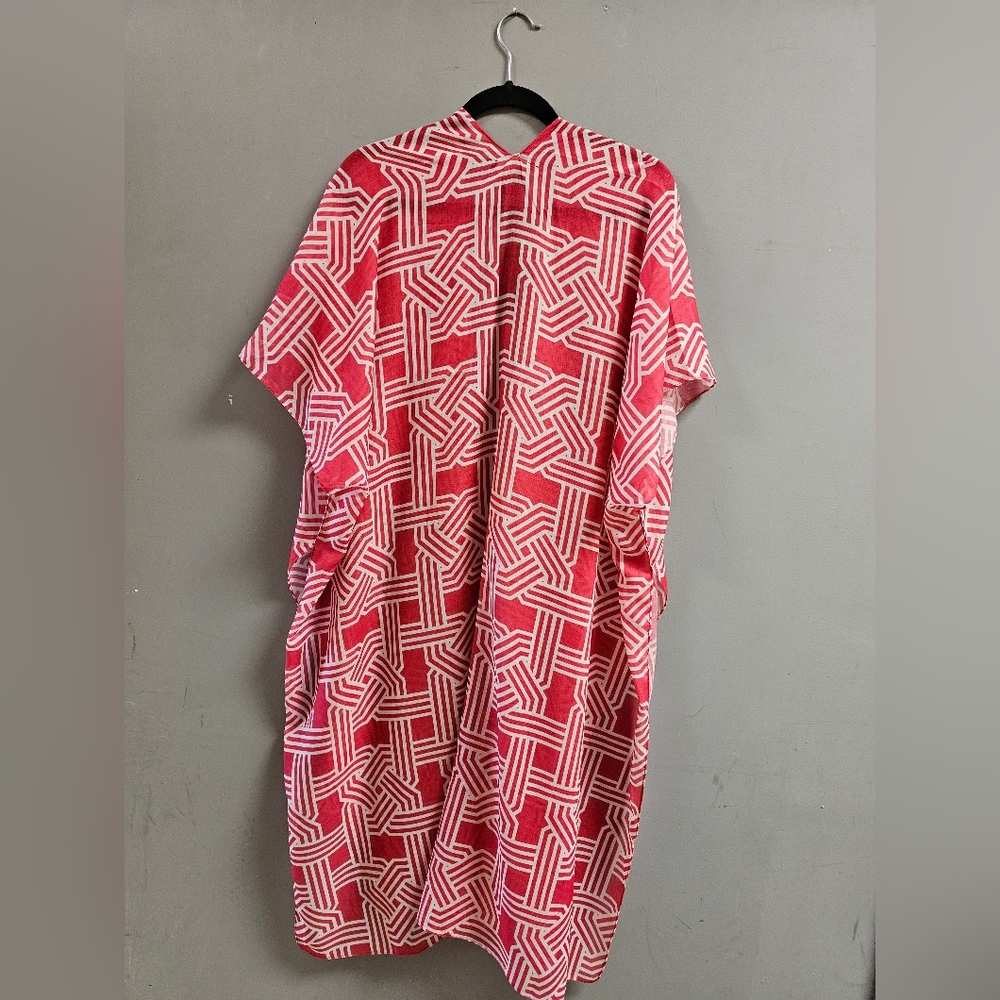 Women's Open-Front Geo-Print Duster - Picture 5 of 9